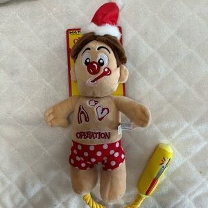 Operation Plush Dog Toy/Rope with Santa Hat- Squeaks and Crinkles